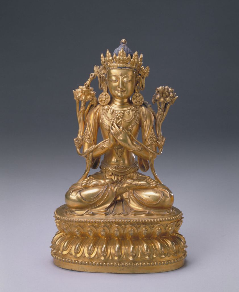 图片[1]-Bronze gilded statue of Vajrasattva-China Archive